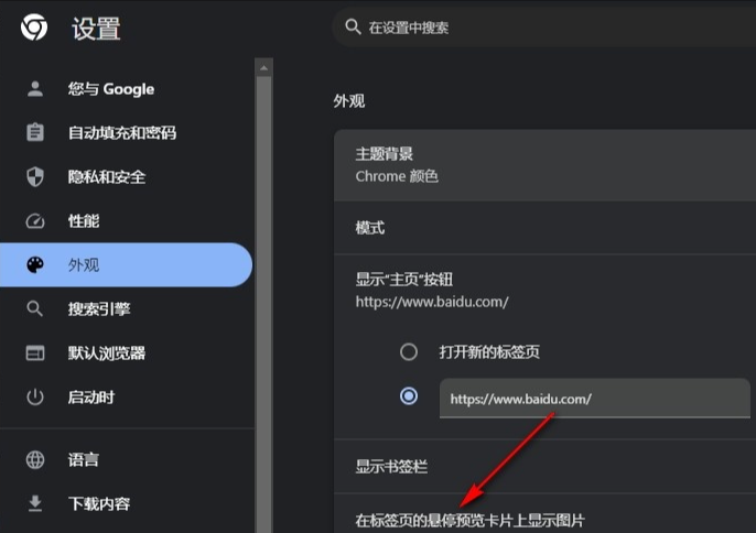 谷歌浏览器怎么设置预览标签页时显示图片5