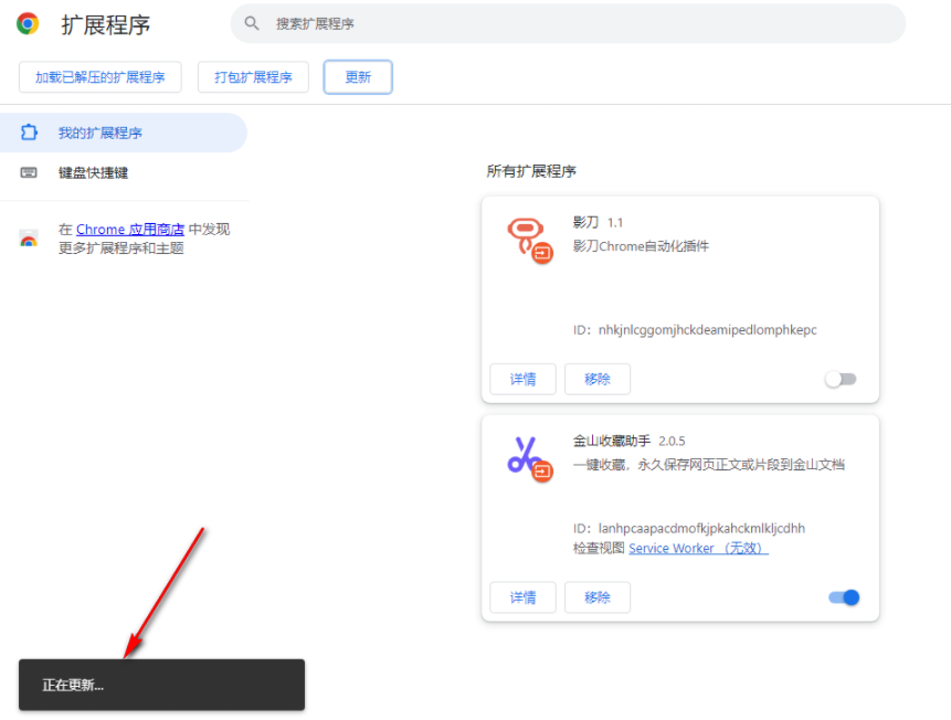 谷歌浏览器怎么快速更新所有扩展6